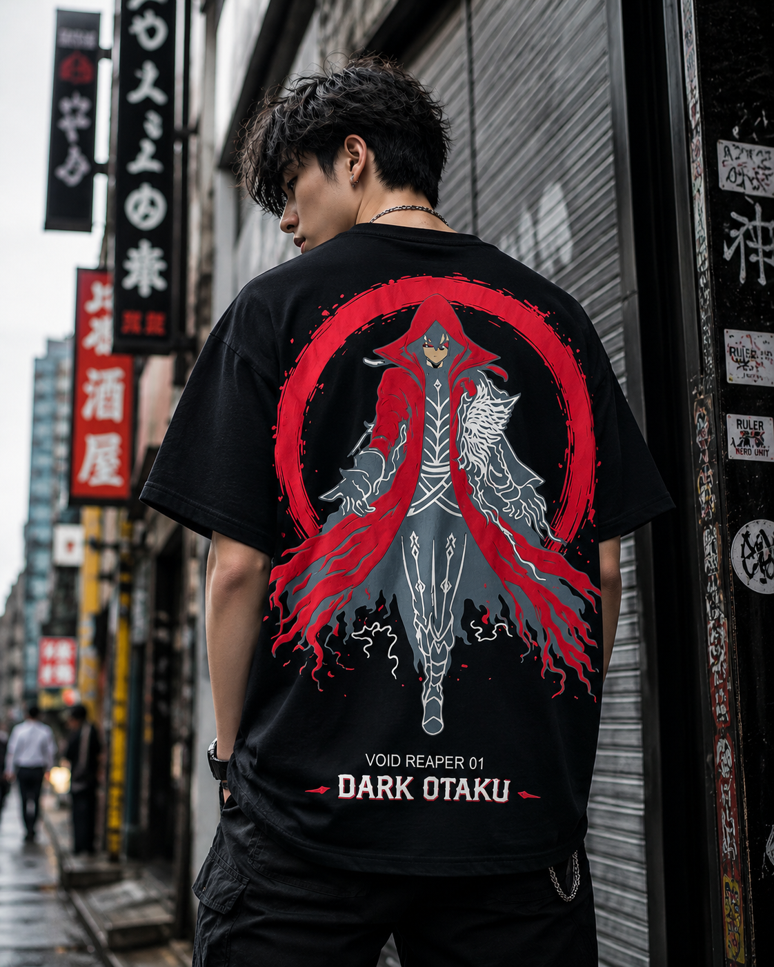 Obliv Dark Otaku Oversized T-Shirt – Void Reaper Graphic Streetwear Tee